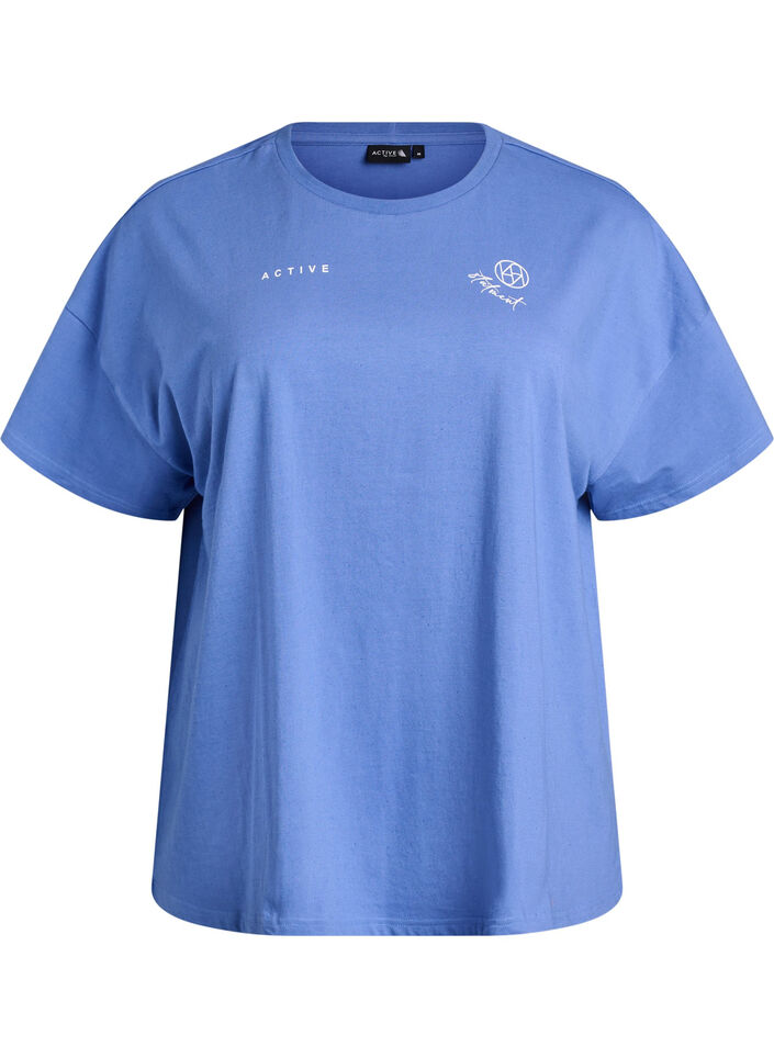 Organic cotton T-shirt with a small front motif, Blue, Packshot image number 0