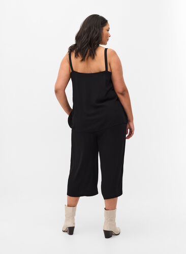 Loose culotte trousers in viscose, Black, Model image number 1