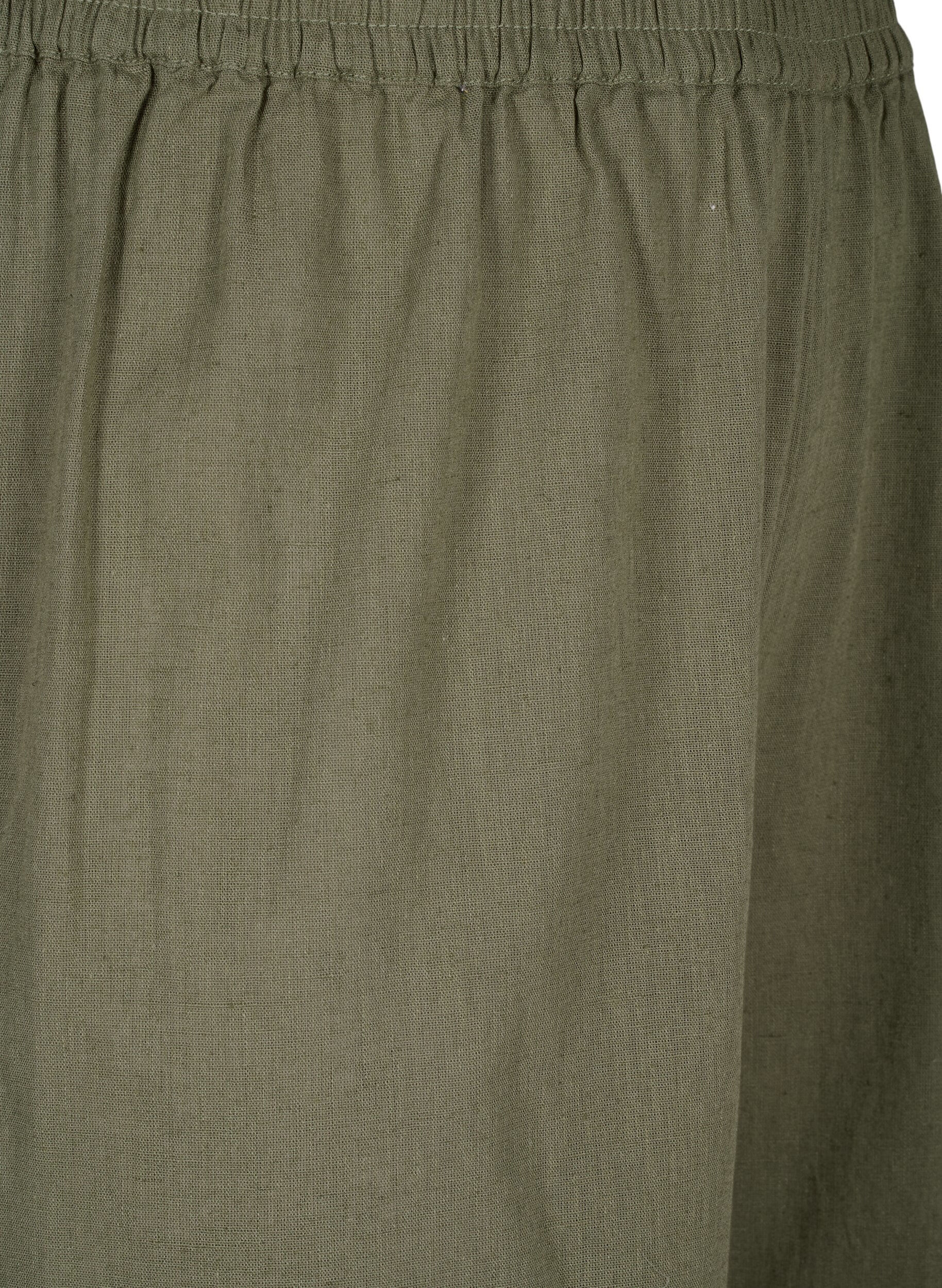Zizzifashion 7/8 cotton blend pants with linen, Deep Lichen Green, Packshot image number 2