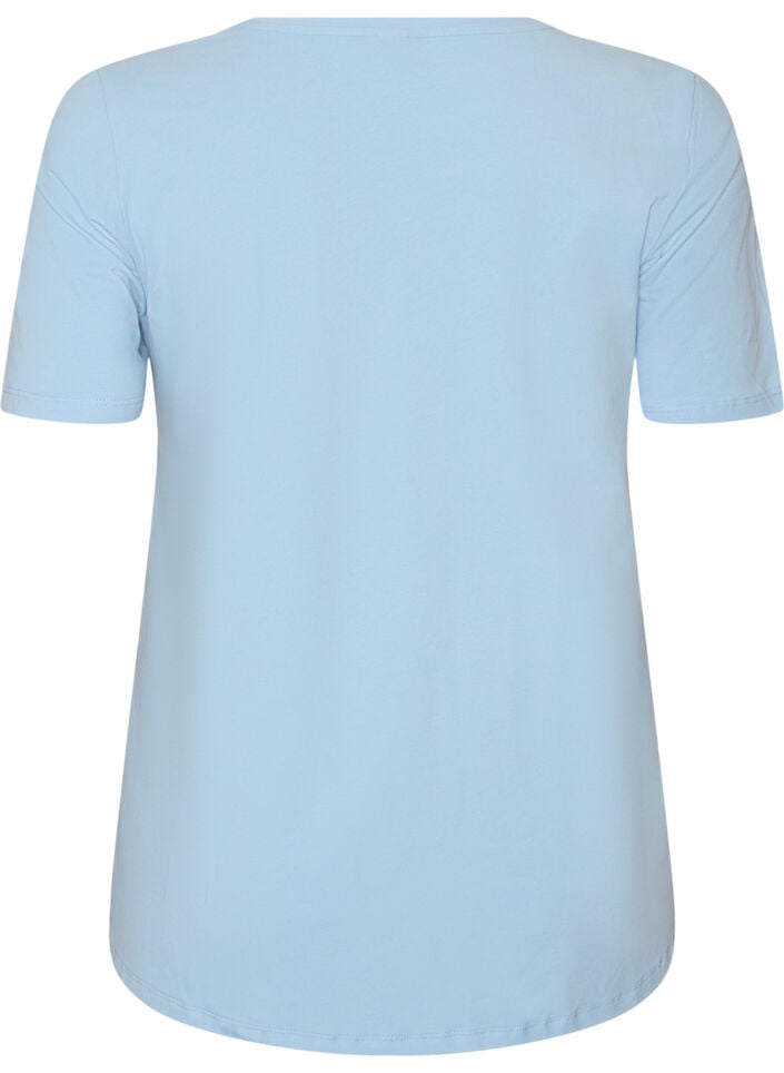 Basic plain cotton t-shirt, Light Blue, Packshot image number 1