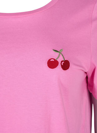 Cotton t-shirt with embroidered cherry, Roseb. W. CherryEMB., Packshot image number 2