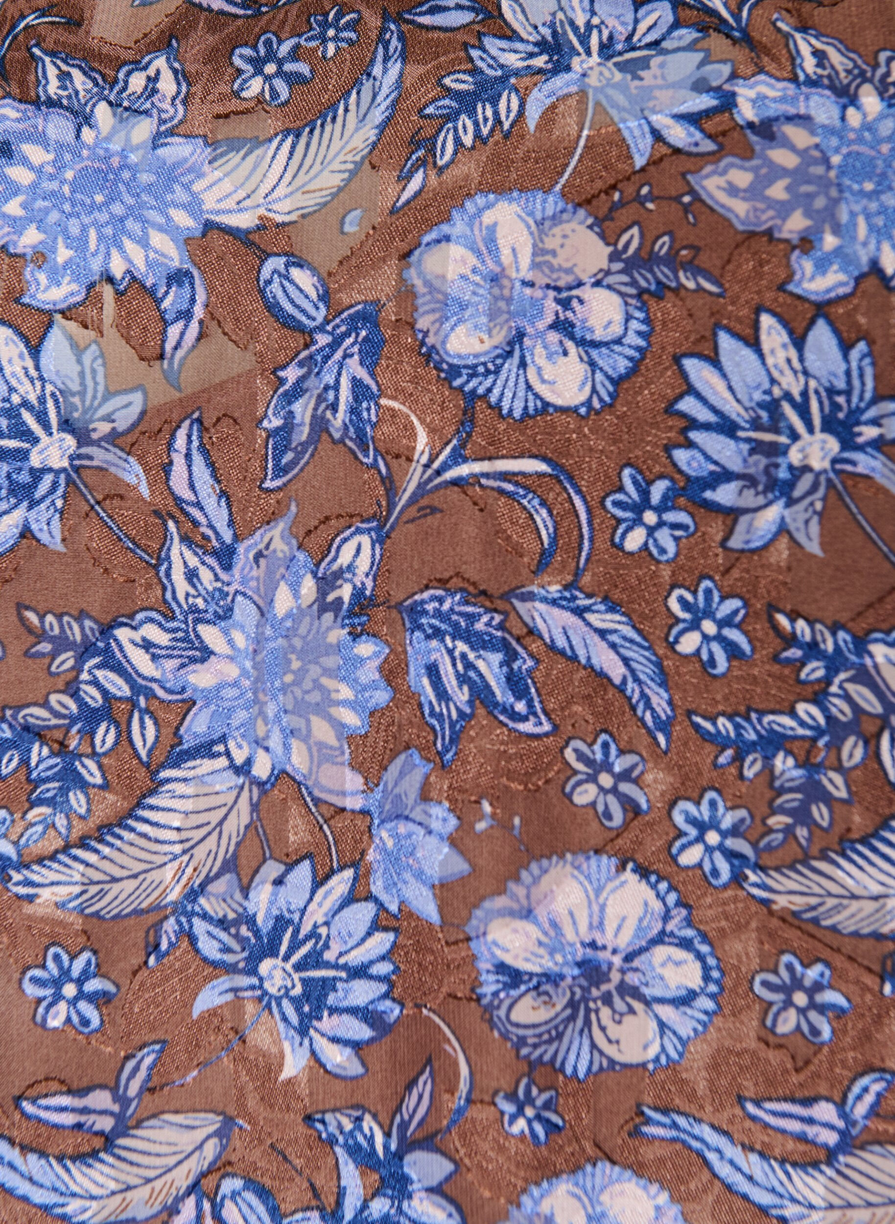 ZizzifashionMidi dress with floral print and ruffle hem, Brown, Packshot image number 2