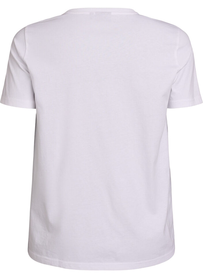 Cotton t-shirt with fruit print and text, White, Packshot image number 1