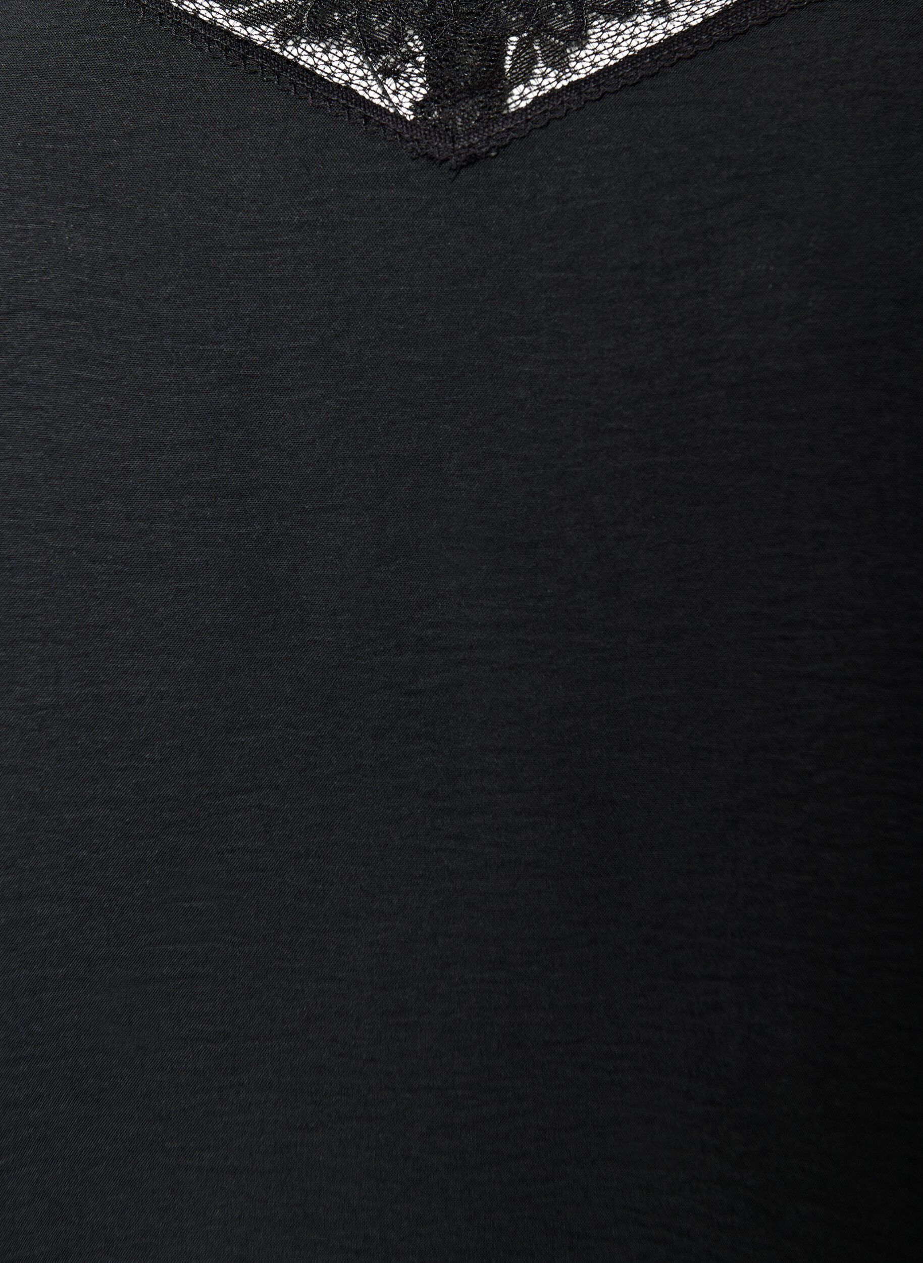 Zizzifashion Cami top with a V-neck and lace trim, Black, Packshot image number 2