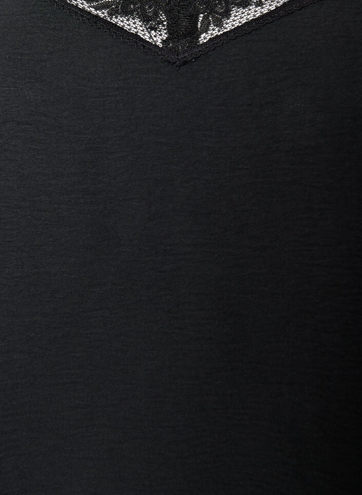 Cami top with a V-neck and lace trim, Black, Packshot image number 2