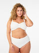 Bandeau bikini top with a textured pattern and removable straps, White, Model image number 1