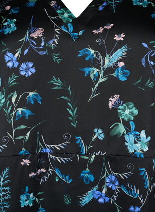 Long-sleeved midi dress with floral print, Blue Flower AOP, Packshot image number 2
