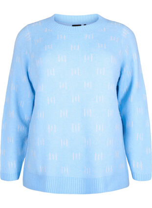 Patterned pullover, Blue Bell/Birch, Packshot image number 0