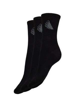 3-pack of sports socks, Black/White Logo, Packshot image number 0