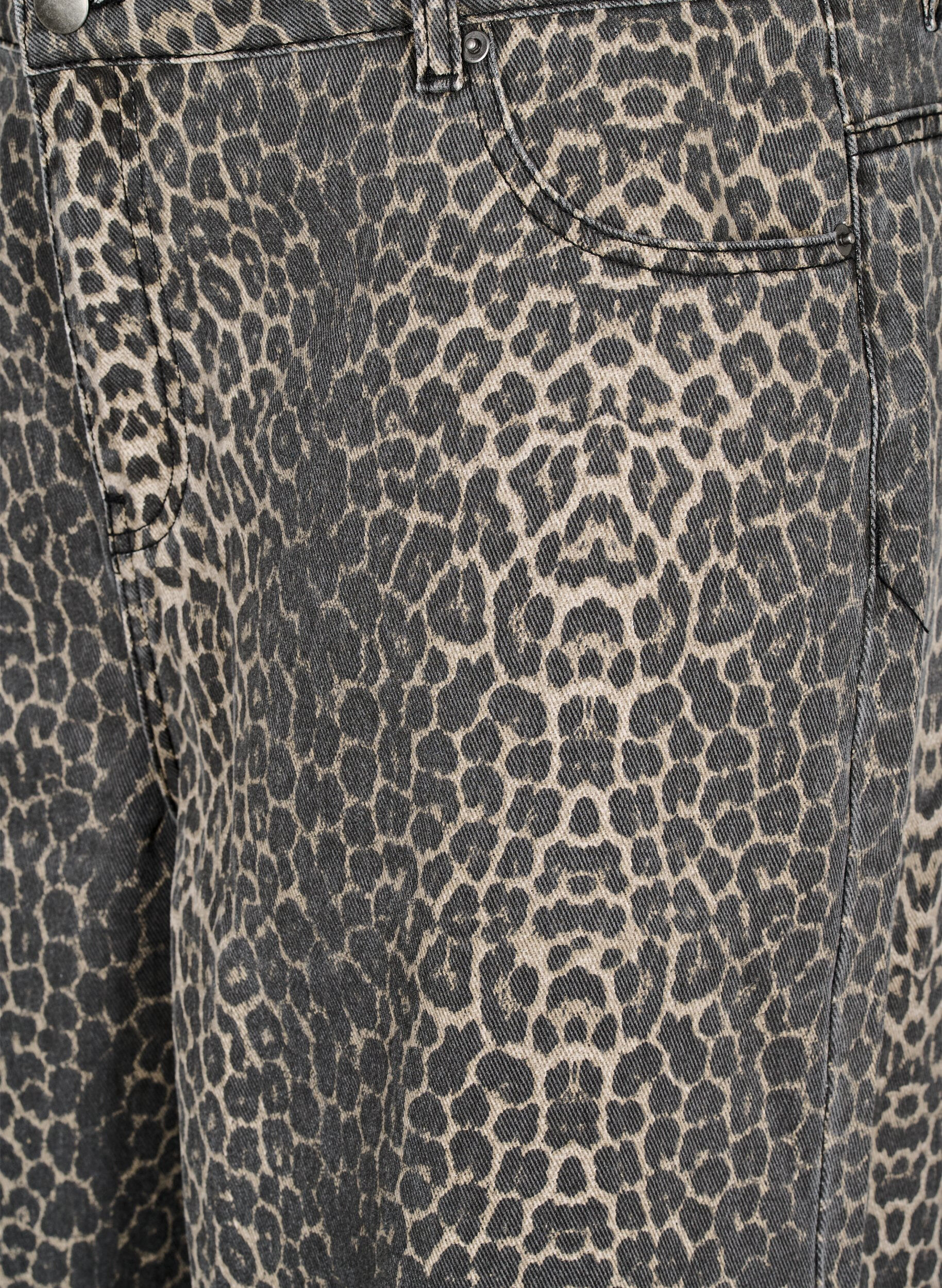 ZizzifashionLeopard print denim Bermuda shorts, Brown, Packshot image number 2