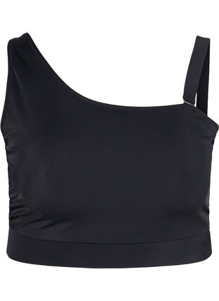 One shoulder bikini top, Black, Packshot image number 0
