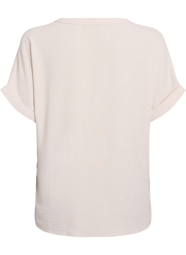 Loose blouse with short sleeves, Beige, Packshot image number 1