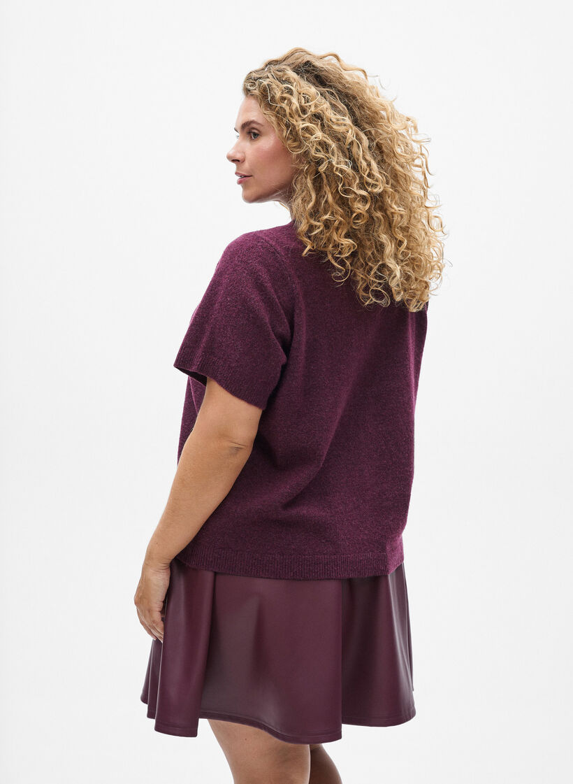 Knitwear cardigan with short sleeves, Dark Bordeaux, Model image number 2
