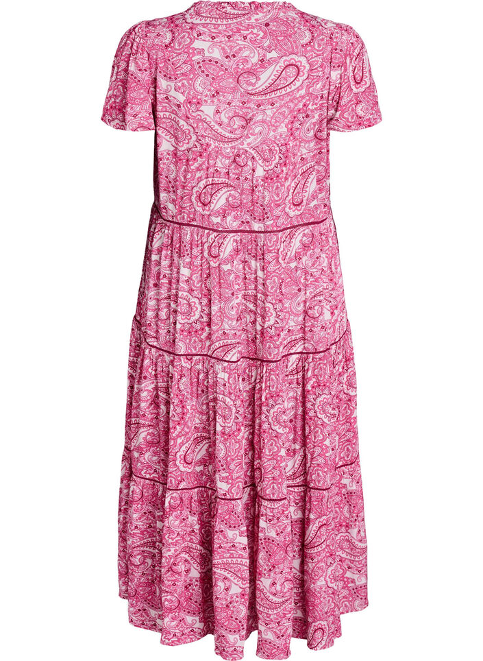 Patterned viscose midi dress, Pink, Packshot image number 1