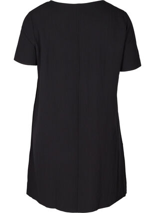 Short-sleeved viscose dress with pockets, Black, Packshot image number 1