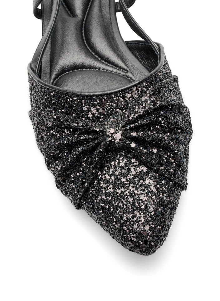 Sparkly slingback with bow detail, Black, Packshot image number 3