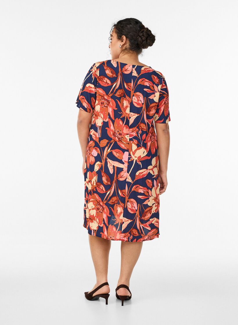 Viscose A-line dress, Orange, Model image number 2