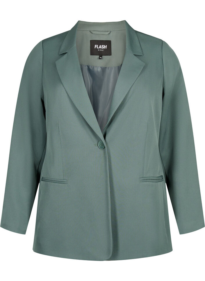 FLASH - Simple blazer with button, Green, Packshot image number 0