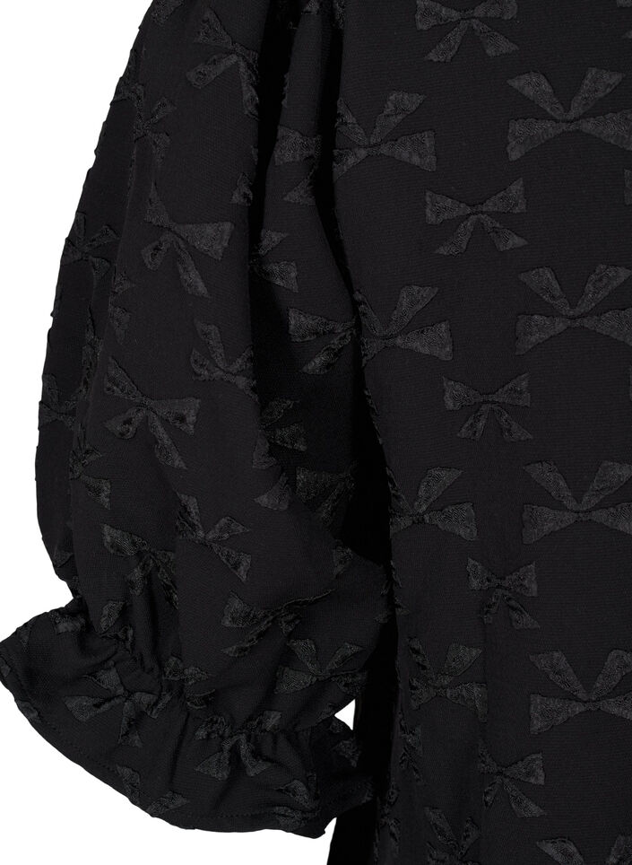 Short jacquard dress with bows, Black W. Bow, Packshot image number 3