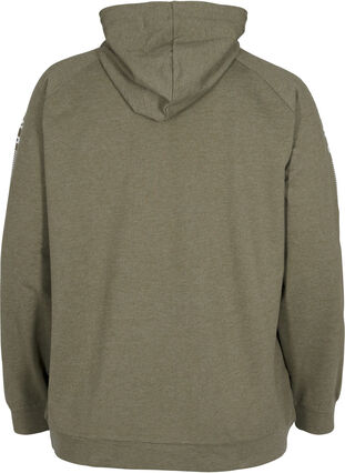  Sweatshirt with hood and zip, Ivy Green Melange, Packshot image number 1