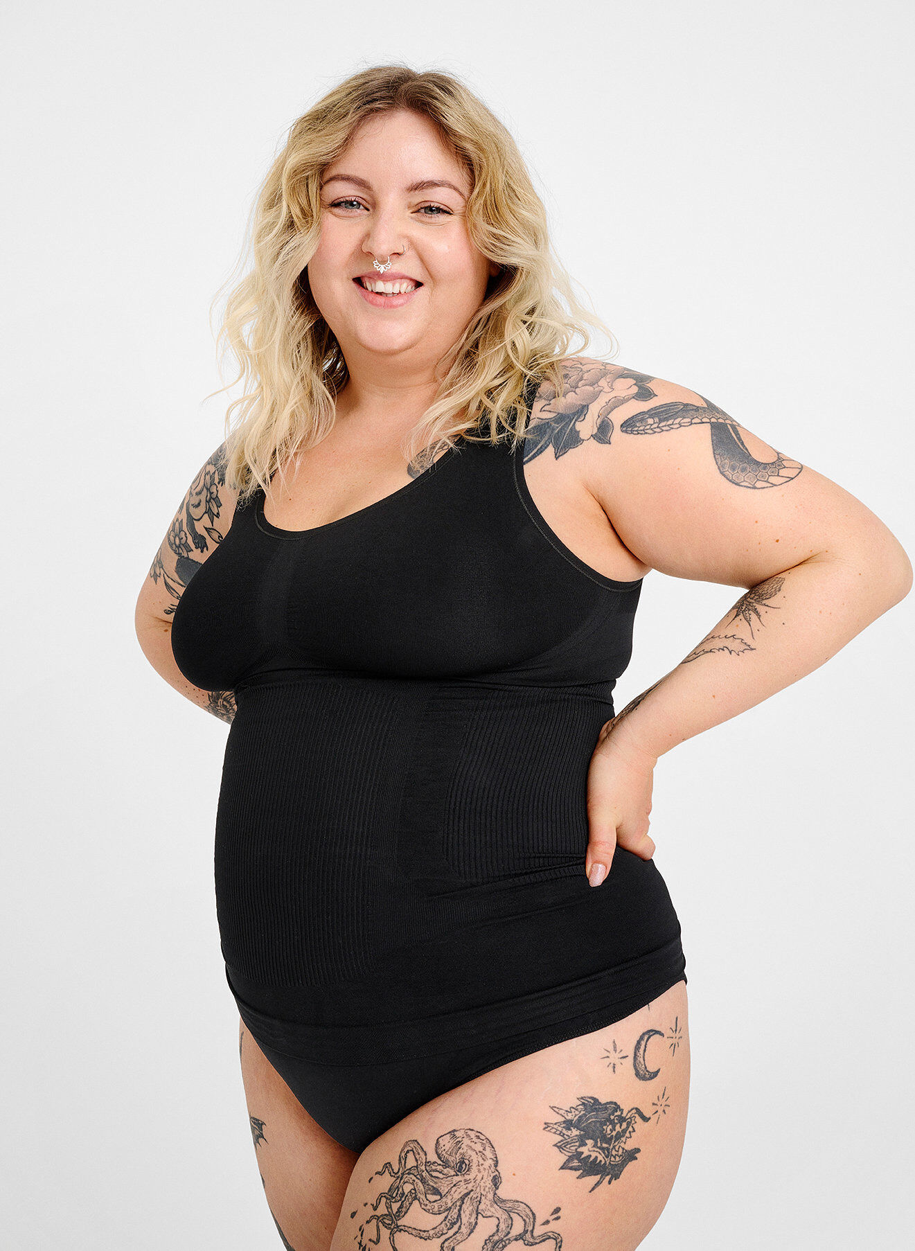 ZizzifashionShapewear top with wide straps, Black, Image image number 0