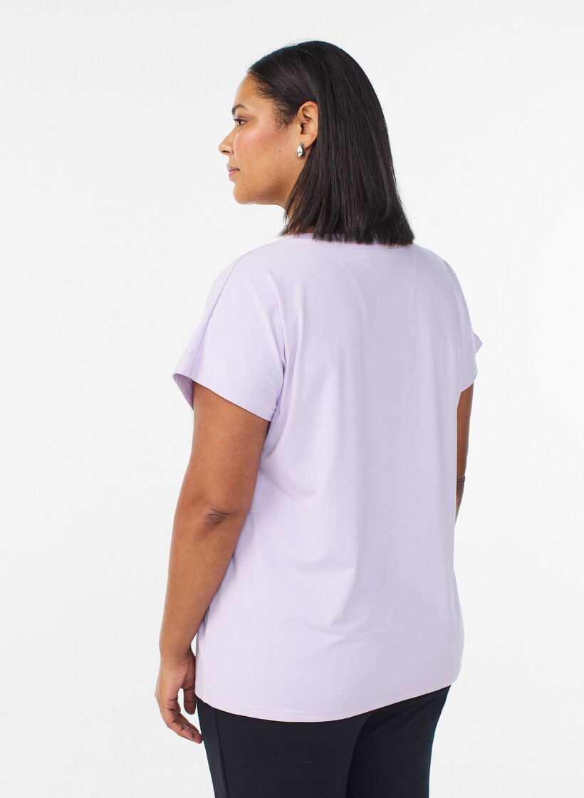 Loose training t-shirt with v-neck, Purple, Model image number 2