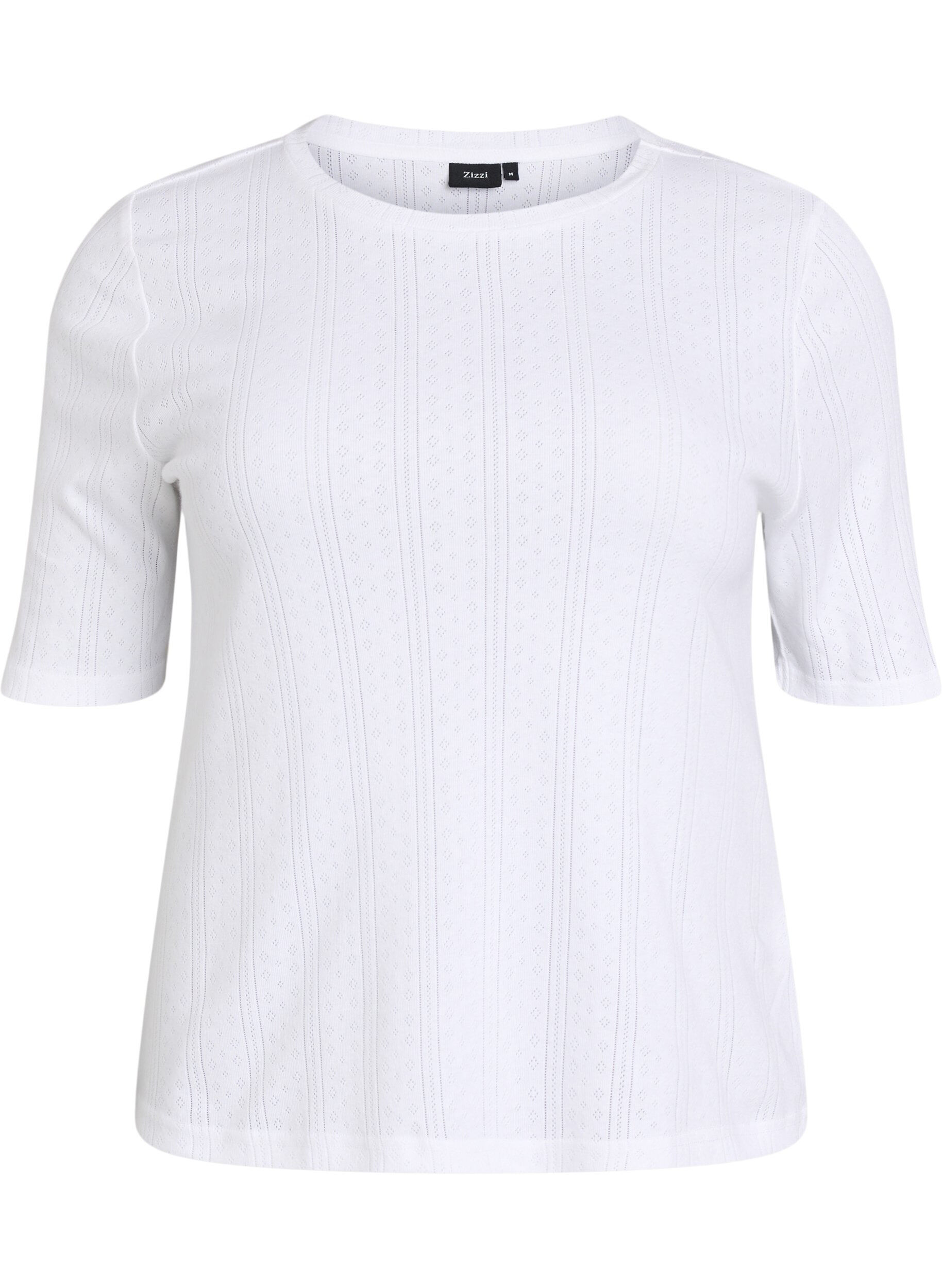 Cotton T-shirt with eyelet embroidery