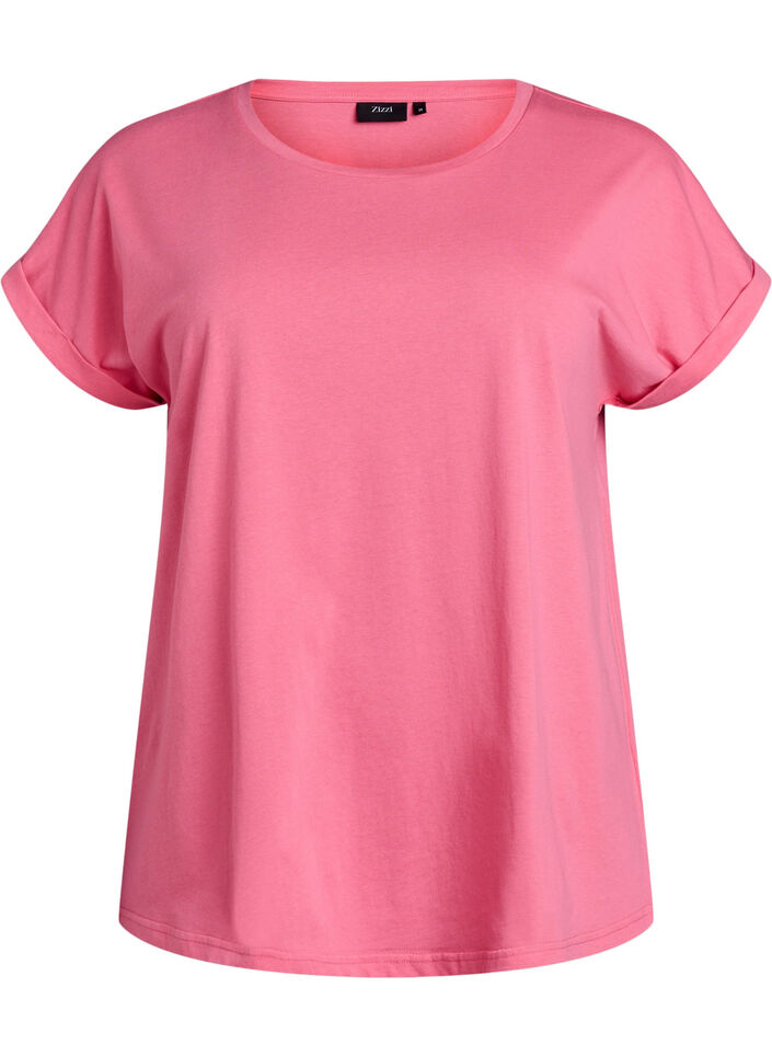 Short-sleeved cotton blend t-shirt, Pink, Packshot image number 0