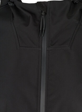 Hooded softshell jacket with adjustable waist, Black, Packshot image number 2