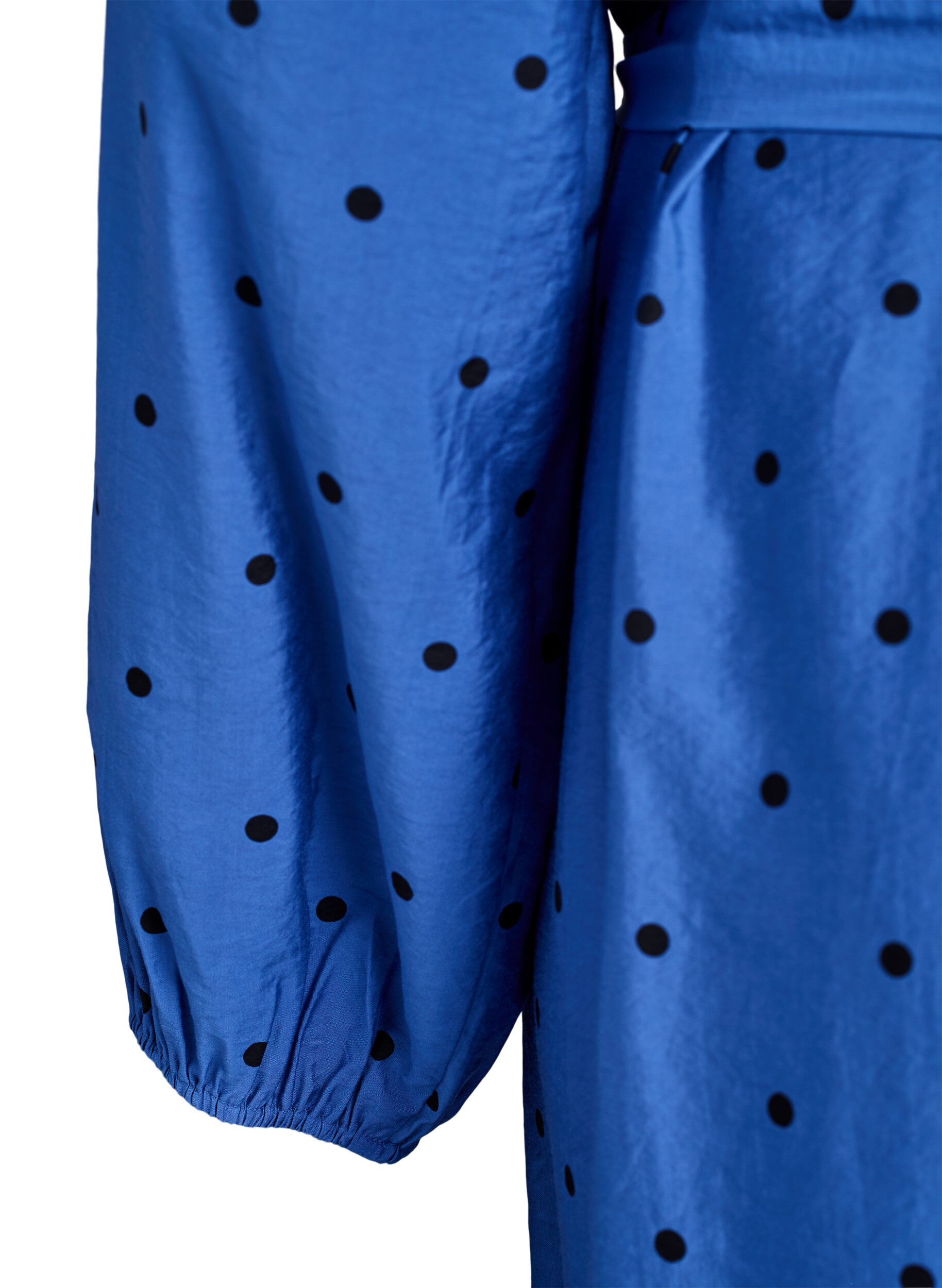 Zizzifashion Dotted midi dress with detachable tie belt, Blue, Packshot image number 4
