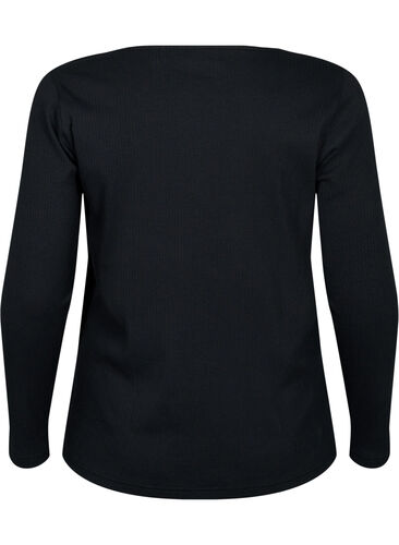 Long-sleeved t-shirt with asymmetrical cut, Black, Packshot image number 1