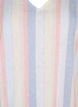 Cotton blend short dress with linen, Multi Color Stripe, Packshot image number 2
