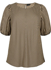 Viscose blouse with striped print and 1/2 sleeves