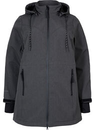 Softshell jacket with detachable hood, Dark Grey Melange, Packshot