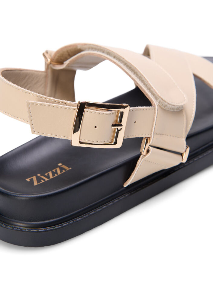 Wide fit - Leather sandal with adjustable straps, Beige, Packshot image number 4