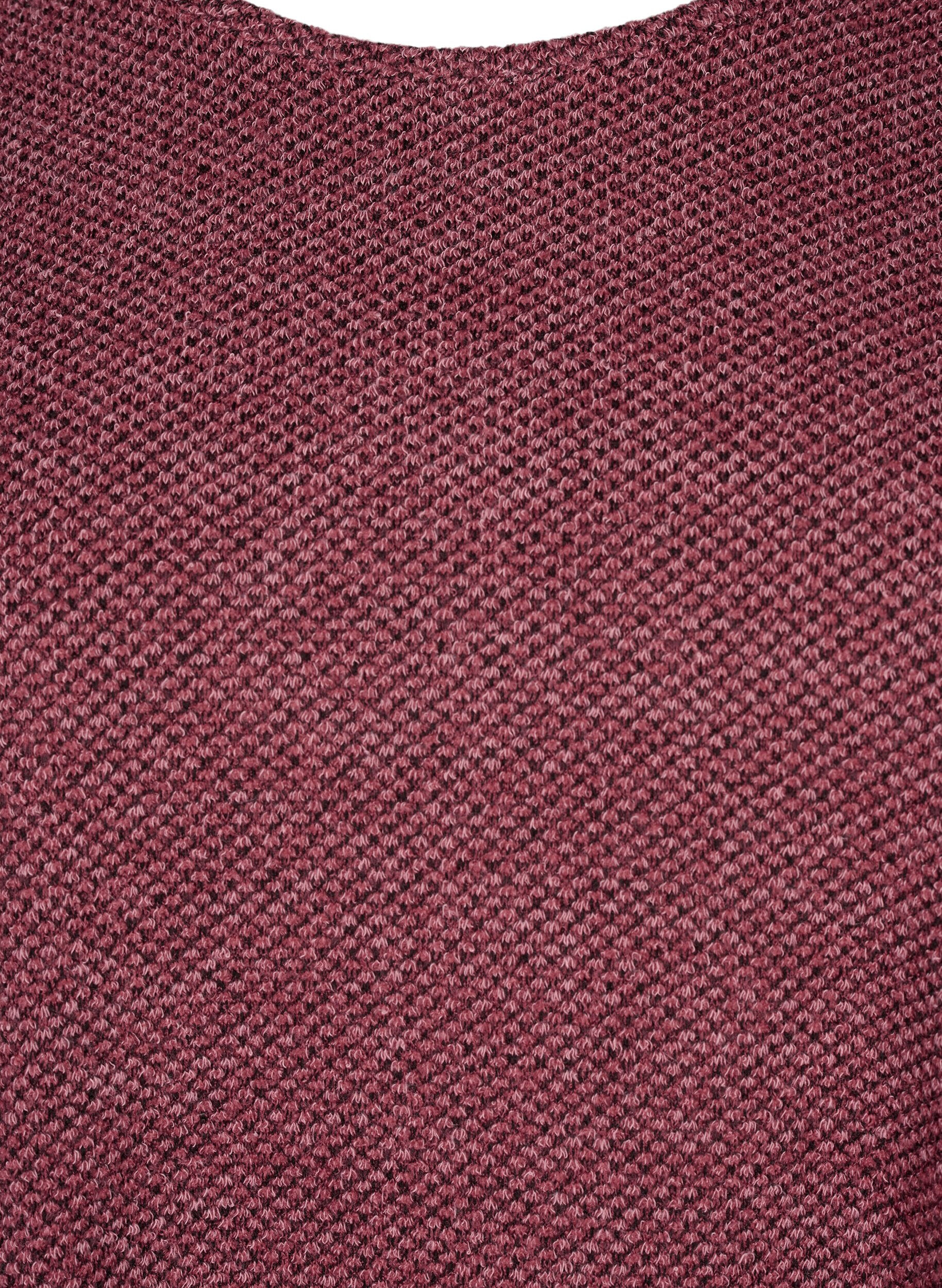 Zizzifashion Melange blouse with round neck and long sleeves, Dry Rose, Packshot image number 2