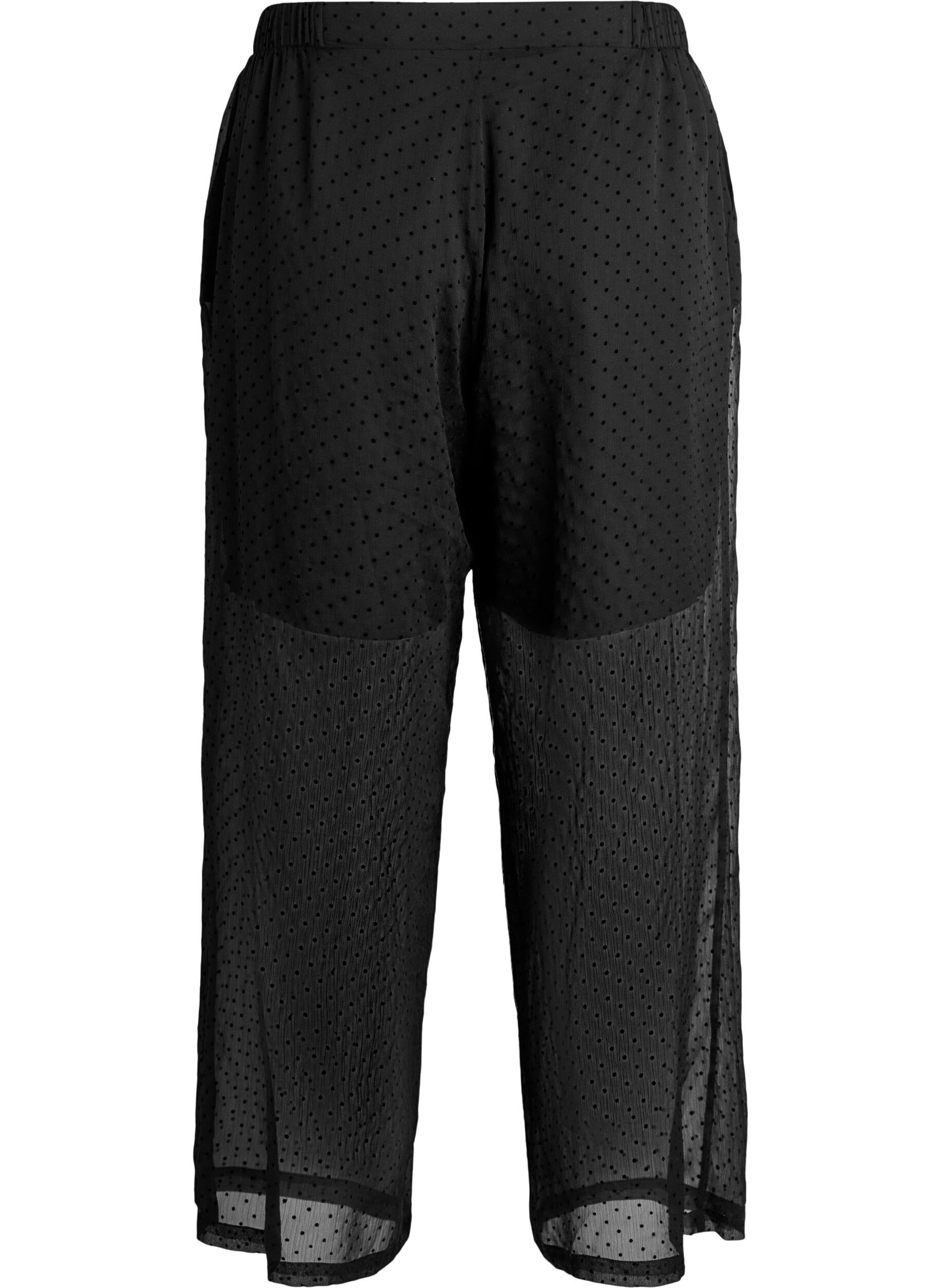 ZizzifashionLoose chiffon trousers with dots, Black, Packshot image number 1