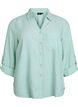 Shirt in linen and viscose with 3/4 sleeves, Green, Packshot image number 0