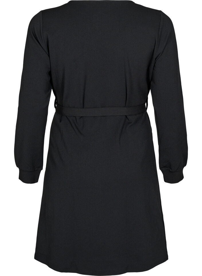 Wrap dress with ties, Black, Packshot image number 1