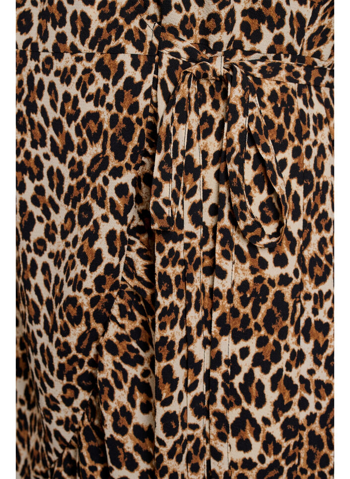 Printed wrap dress with short sleeves, Brown, Packshot image number 3