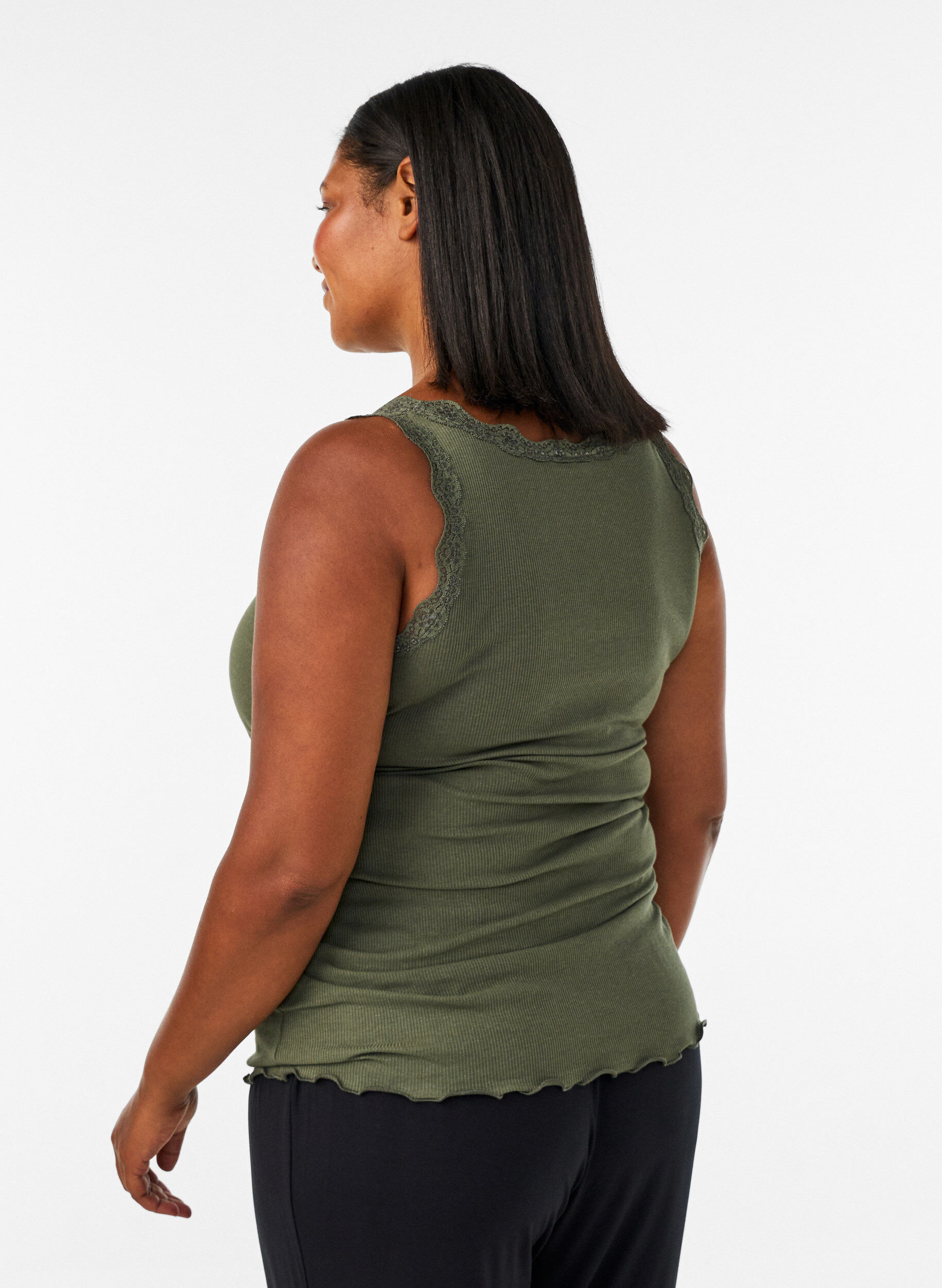 ZizzifashionTop with lace trim, Green, Model image number 2