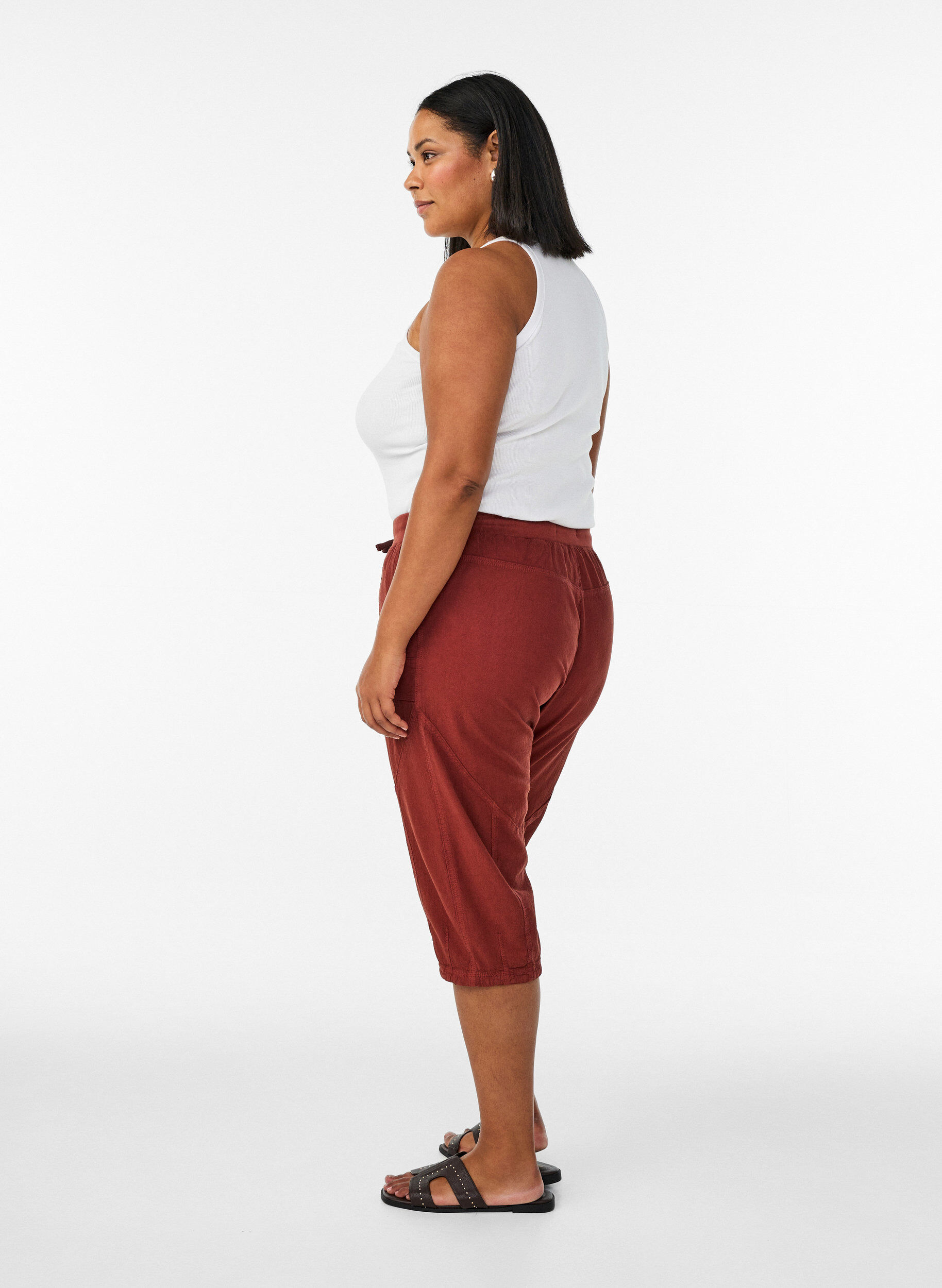 ZizzifashionCotton Capri trousers, Red, Model image number 1