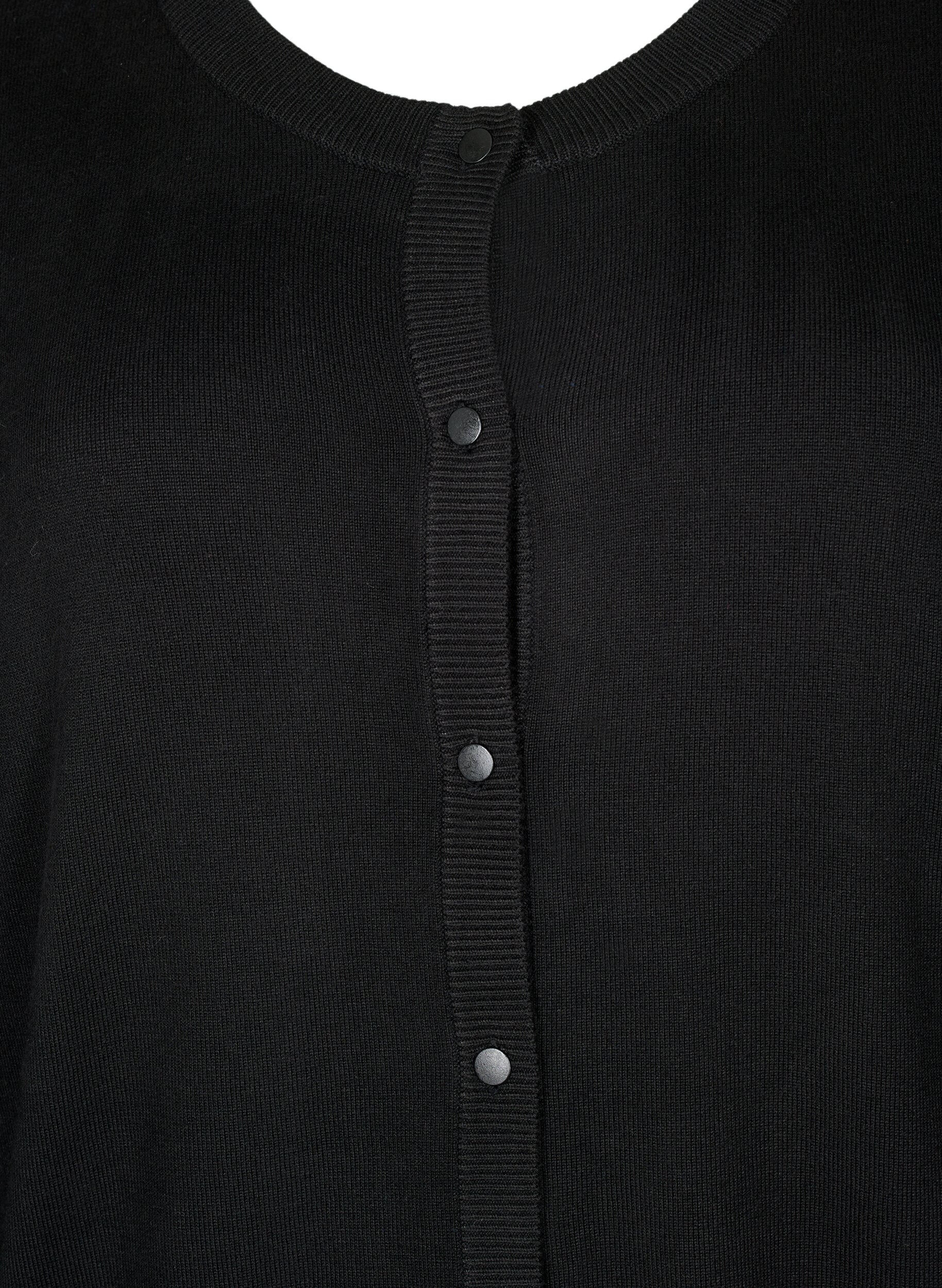 ZizzifashionKnitted cardigan with round neck and buttons, Black, Packshot image number 2