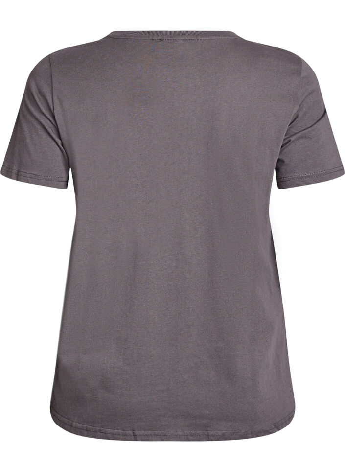 Cotton t-shirt with front print, Dark Grey, Packshot image number 1