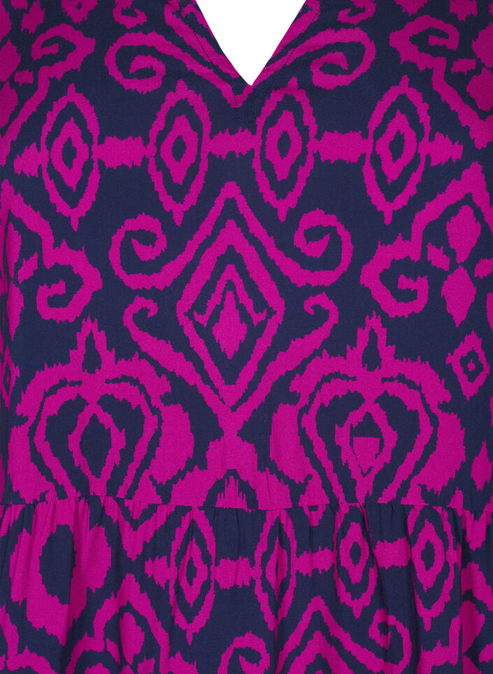 Short dress with print and a-shape, Night Sky AOP, Packshot image number 2