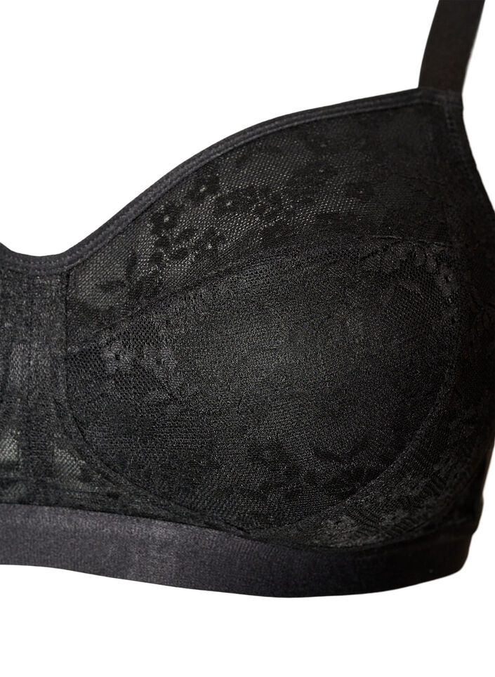 Wire-free bra with lace, Black, Packshot image number 2