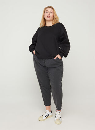 Sweatshirt with long sleeves and ribbed cuffs, Black, Model image number 2