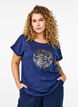 T-shirt with gold floral print, Naval A. Gold Rose, Model image number 0