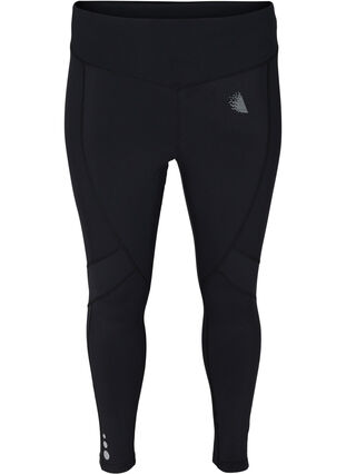Cropped reflective gym leggings, Black, Packshot image number 0