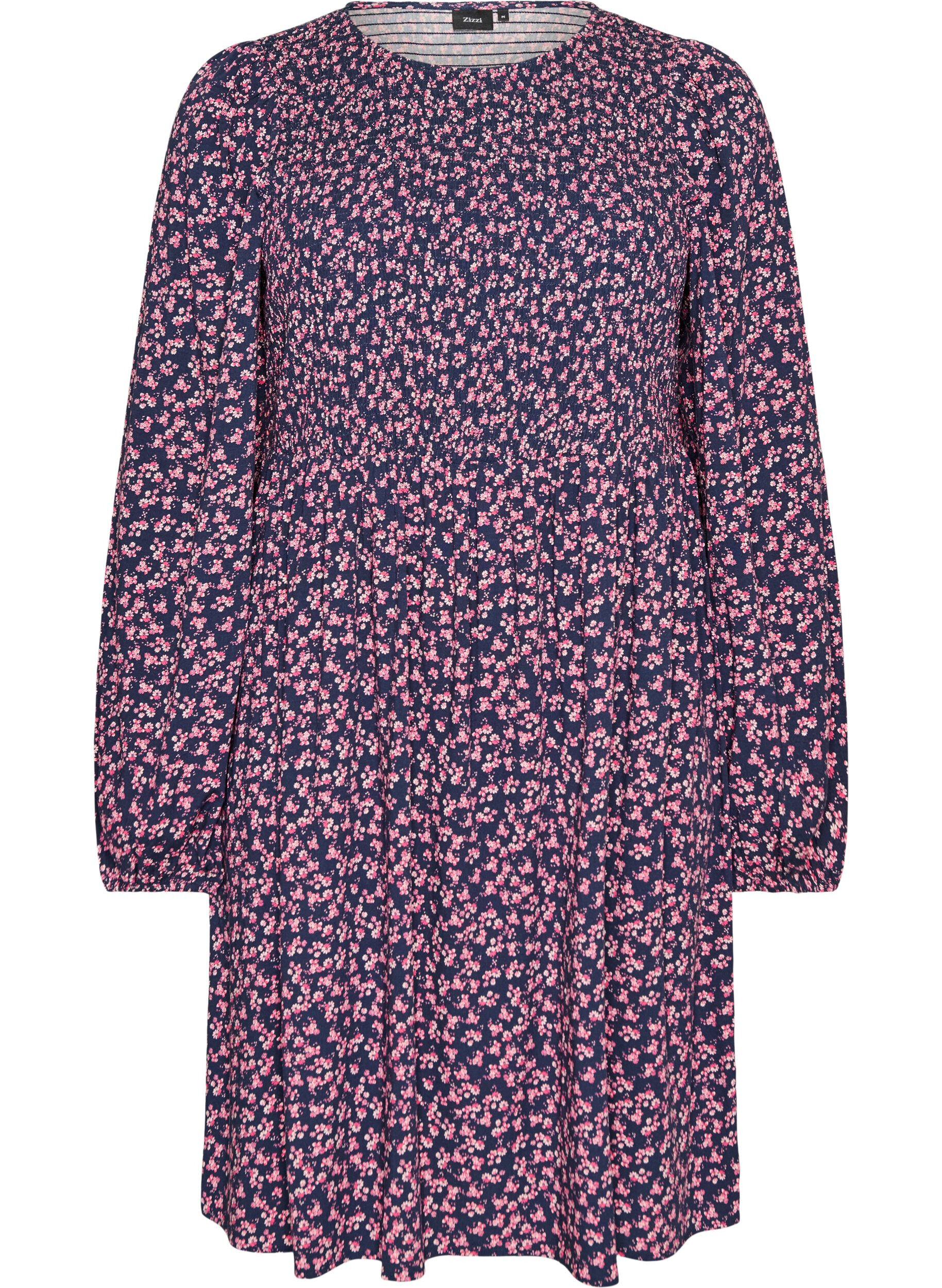 ZizzifashionDress with a smocked top and ditsy floral pattern, Blue, Packshot image number 0